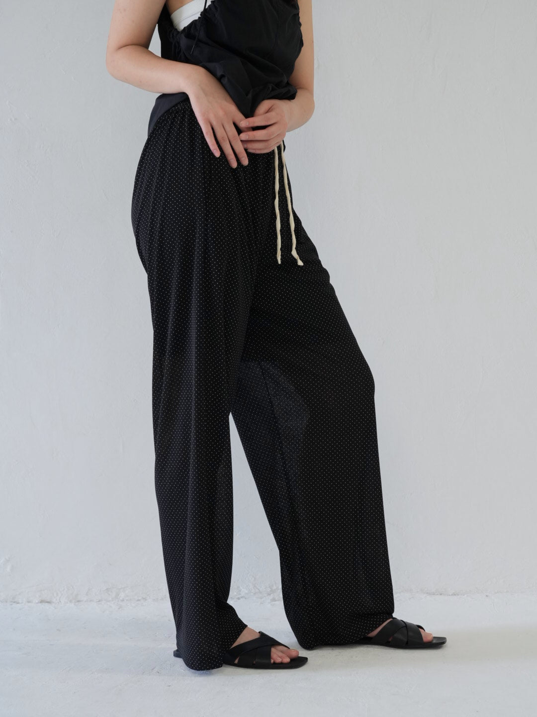 dot linen pants