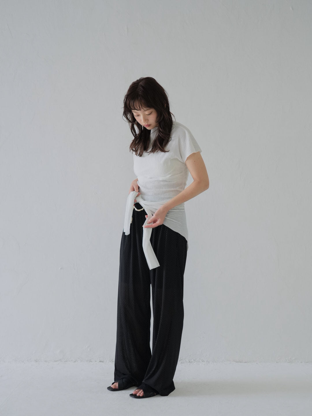 dot linen pants
