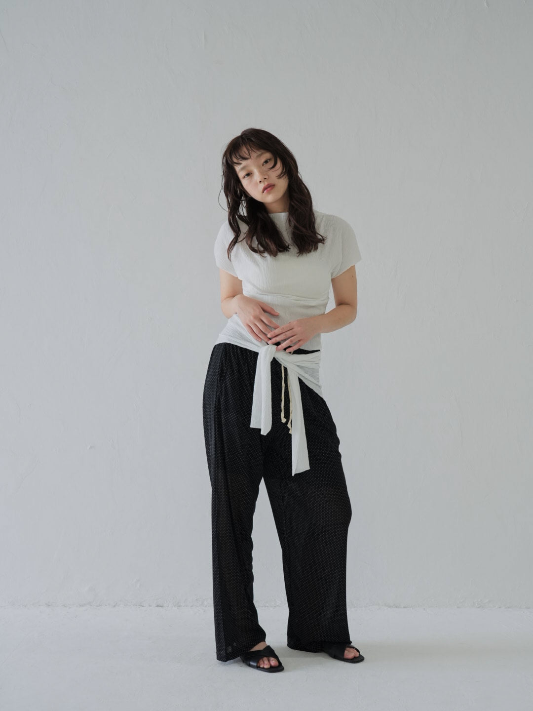 dot linen pants
