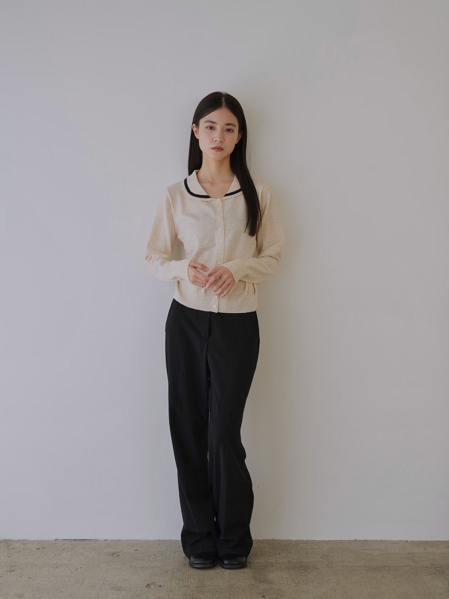 collar knit cardigan