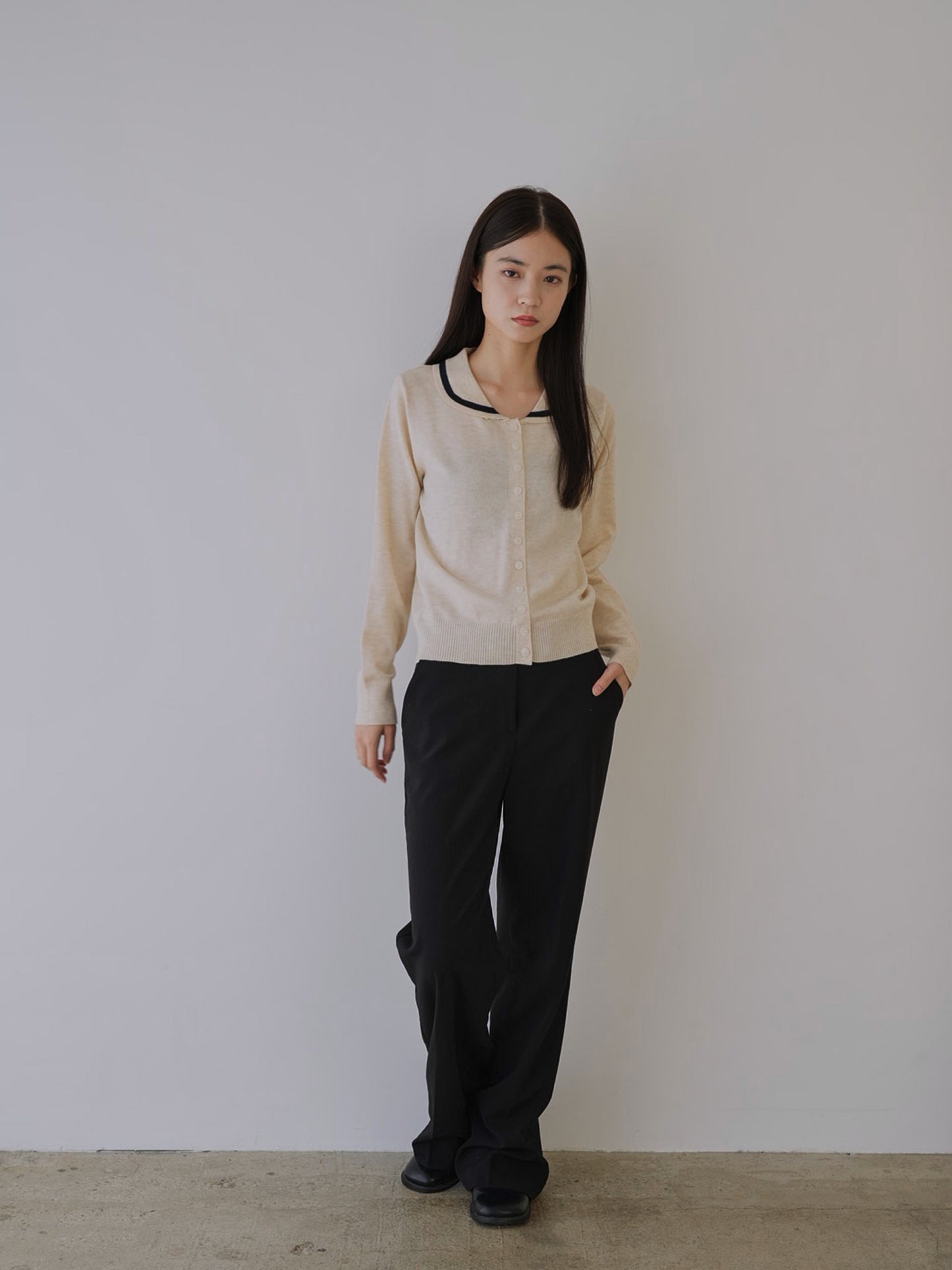 collar knit cardigan
