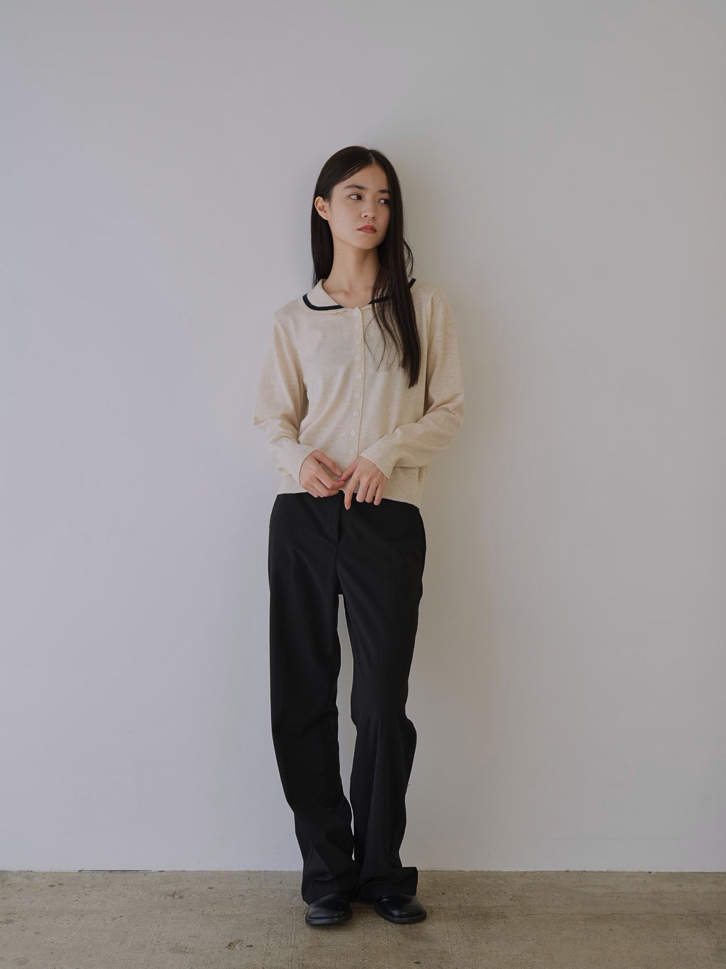 collar knit cardigan