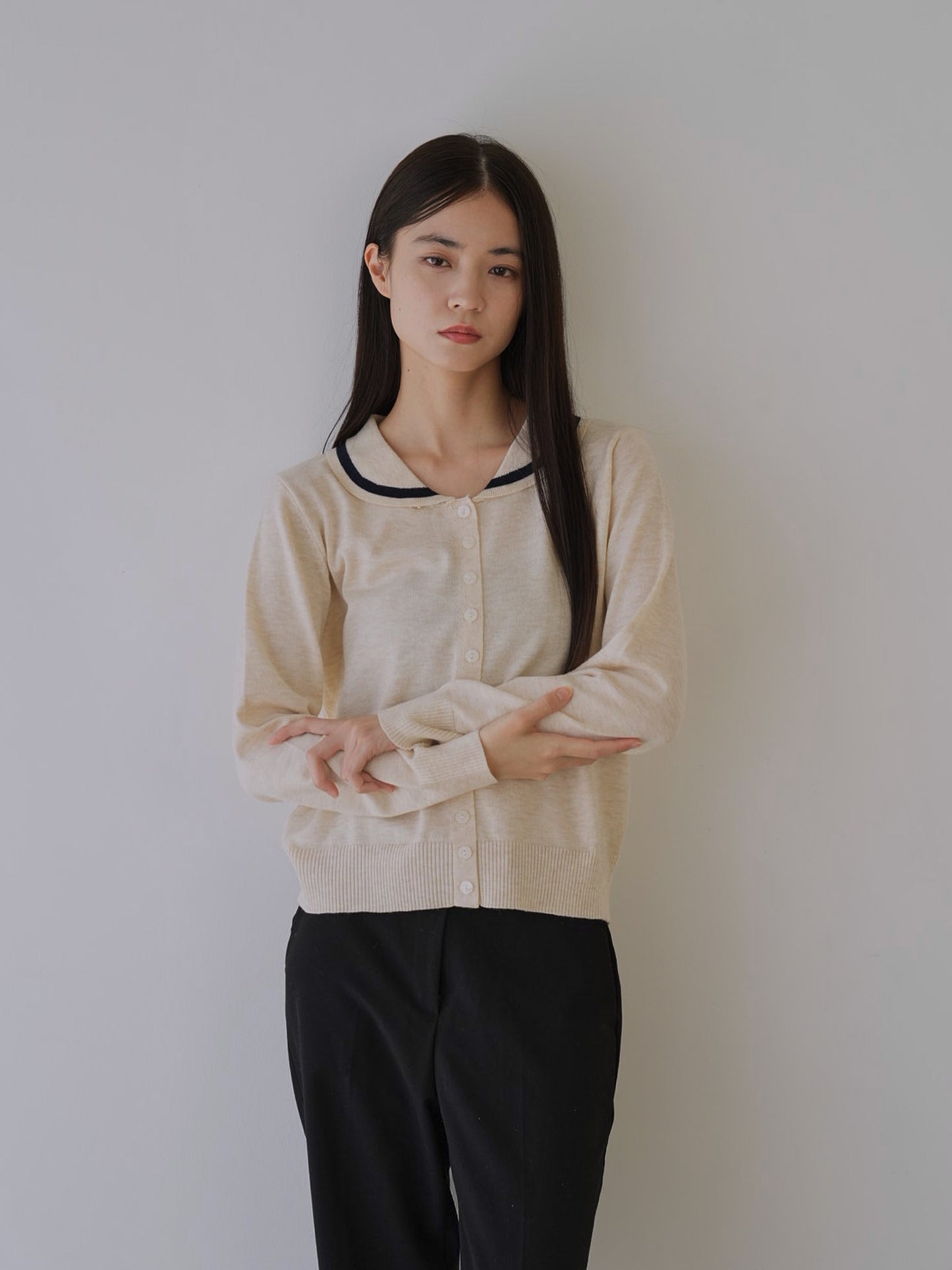 collar knit cardigan