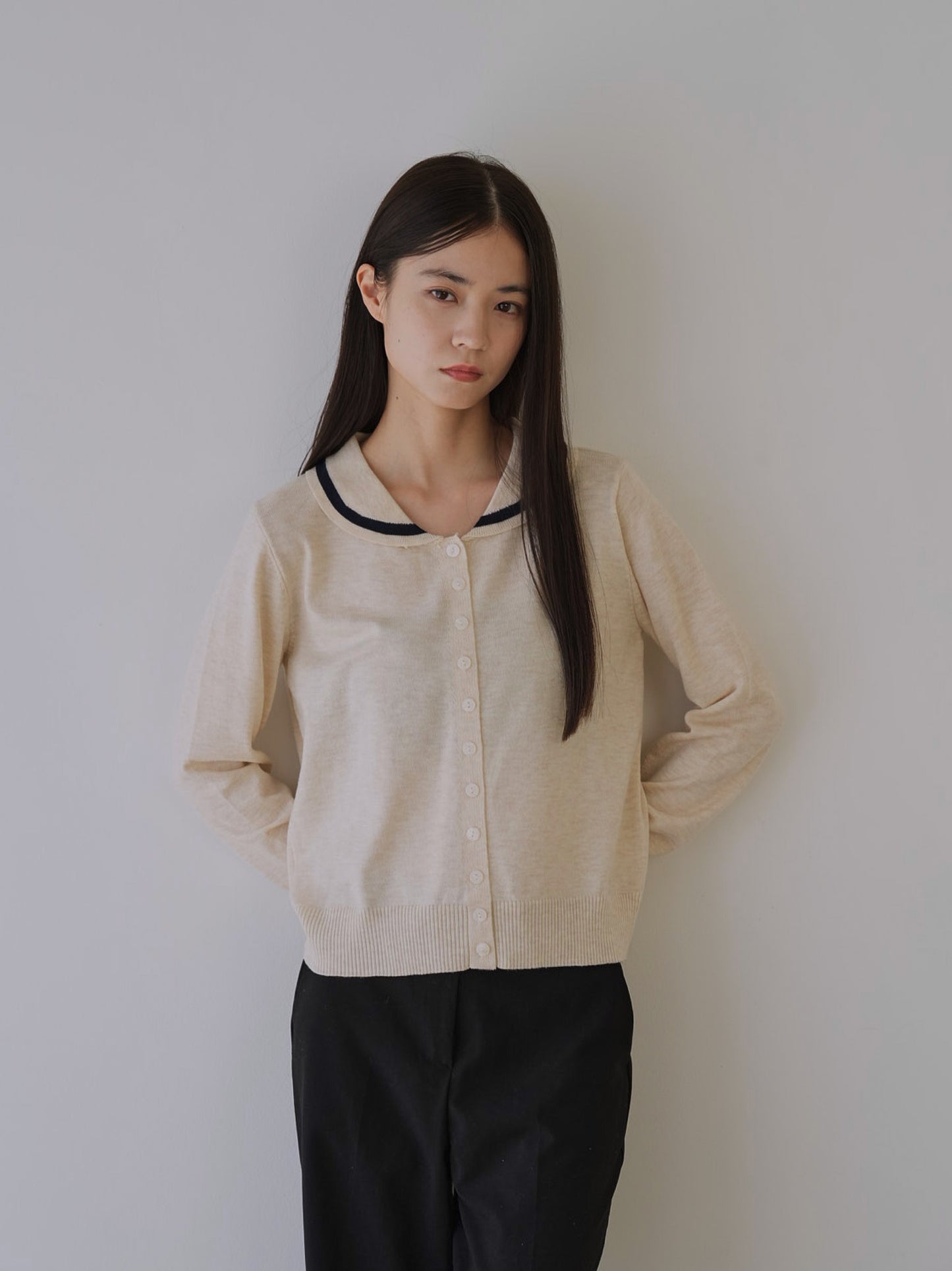 collar knit cardigan