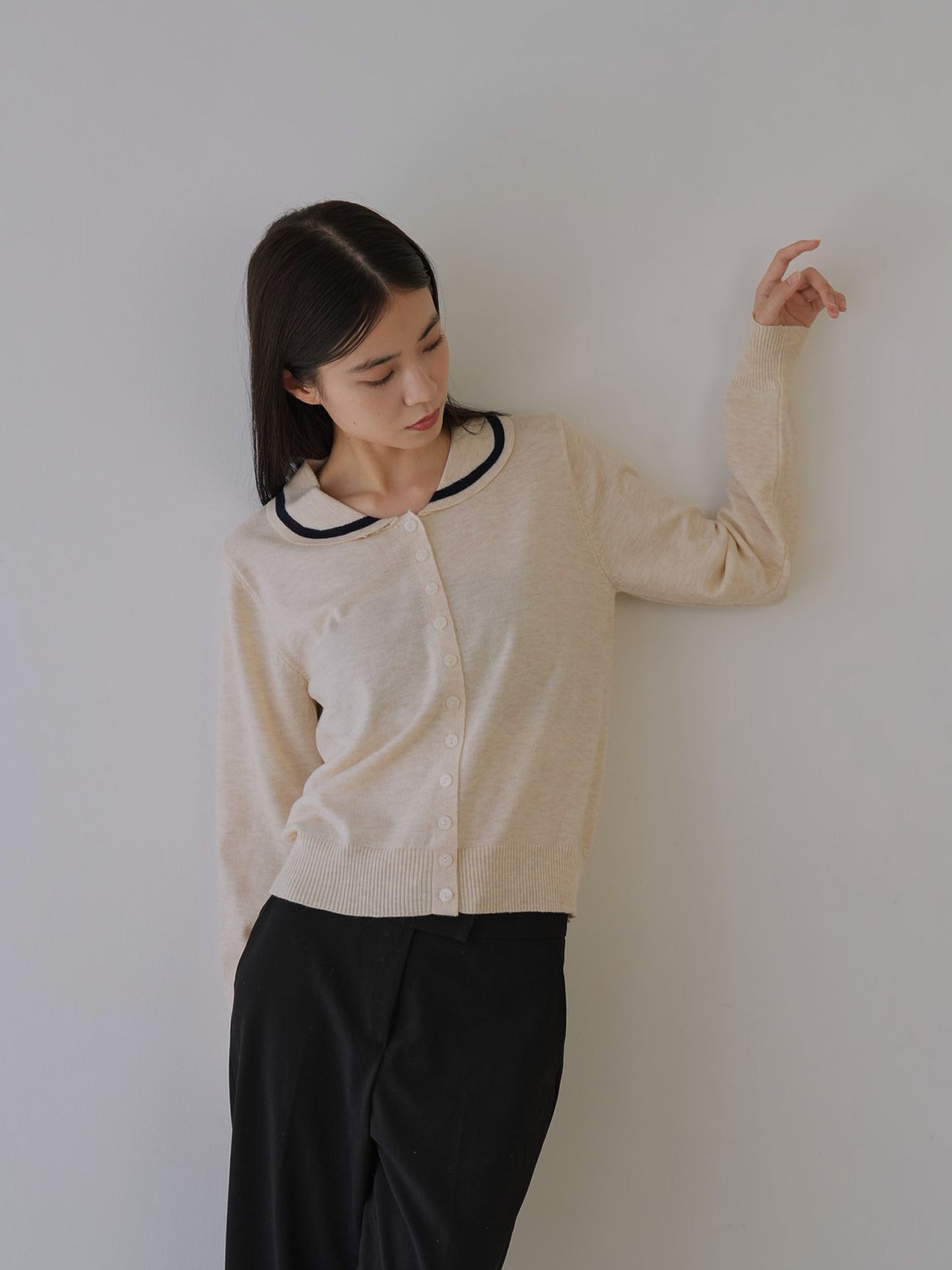 collar knit cardigan