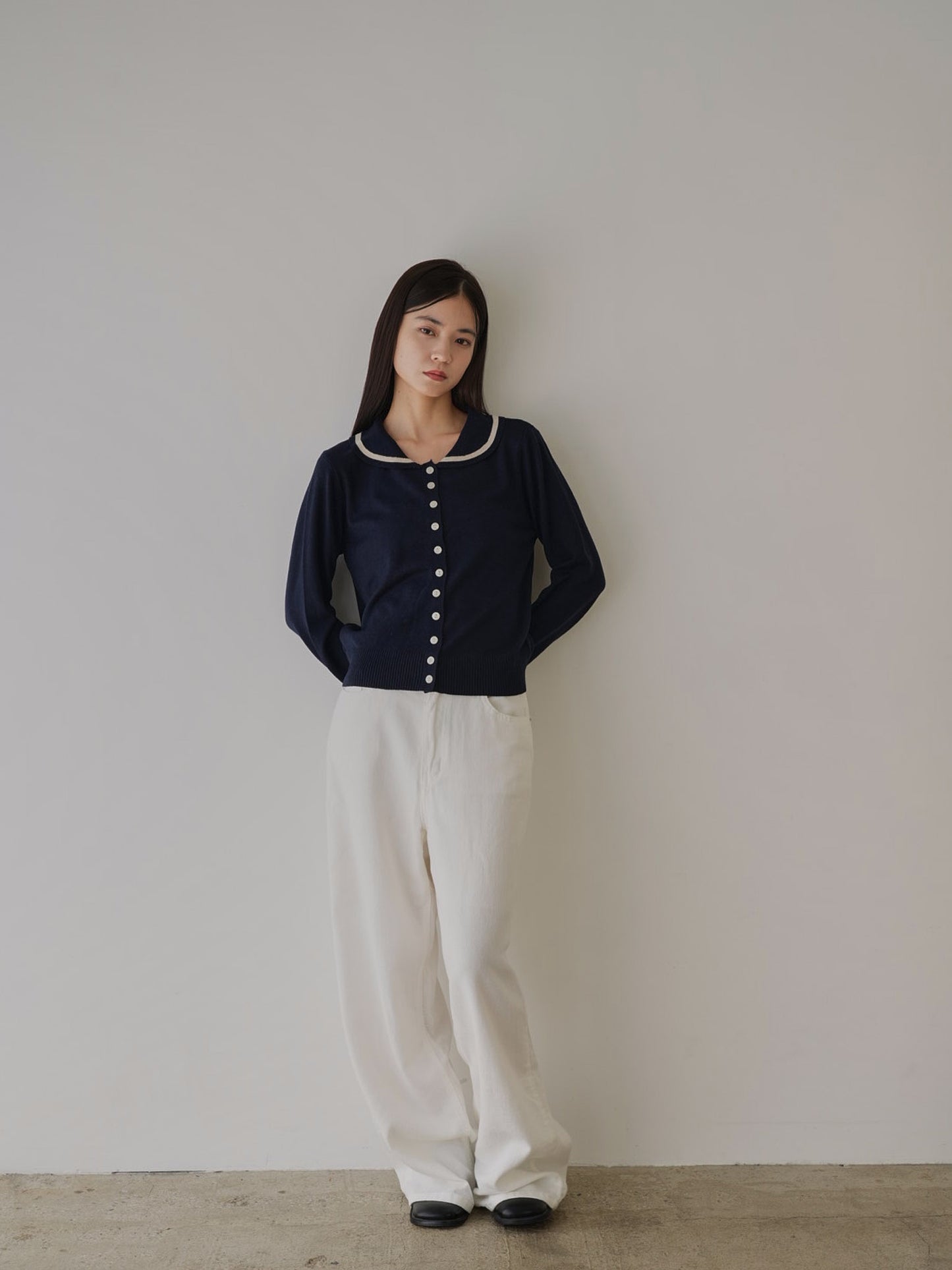 collar knit cardigan