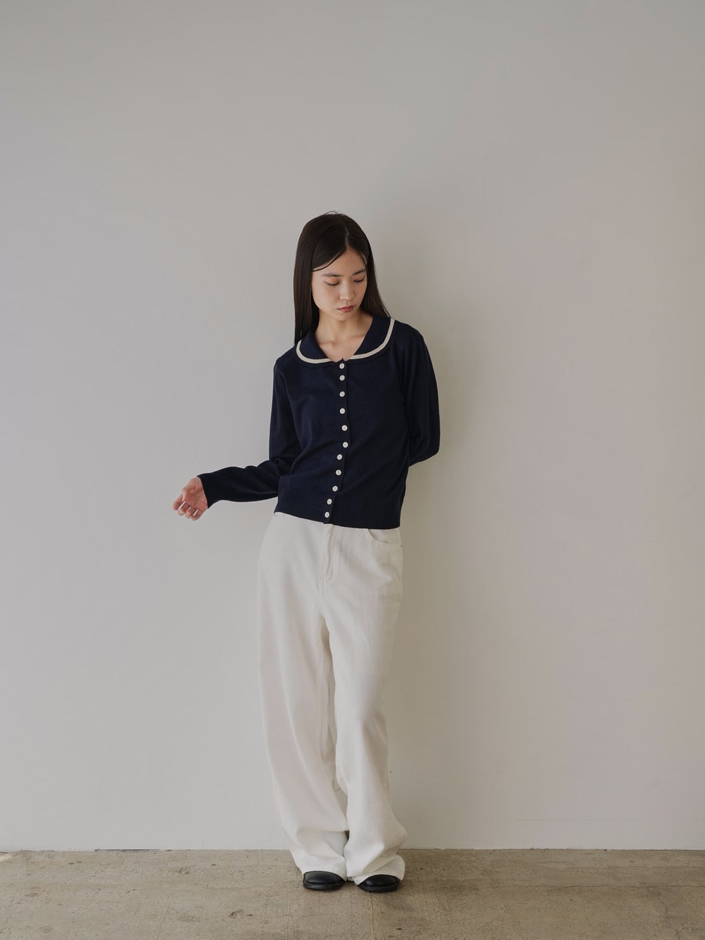 collar knit cardigan