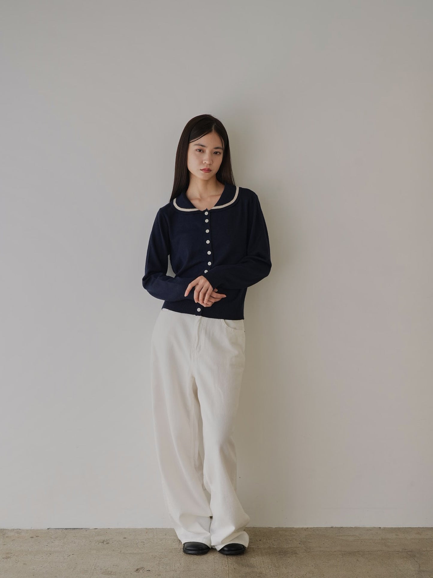 collar knit cardigan