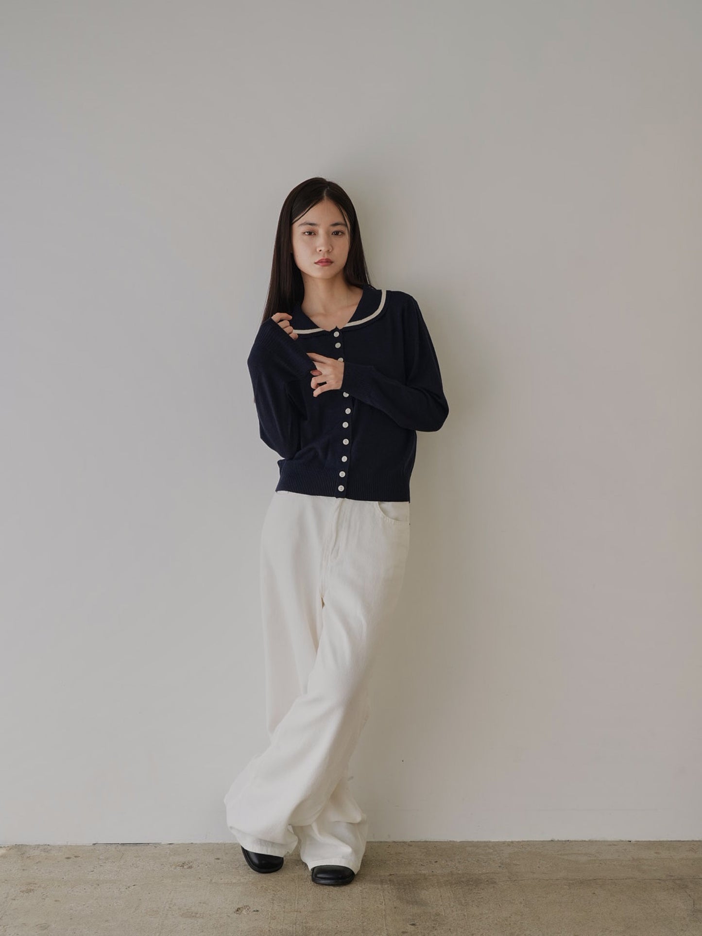 collar knit cardigan