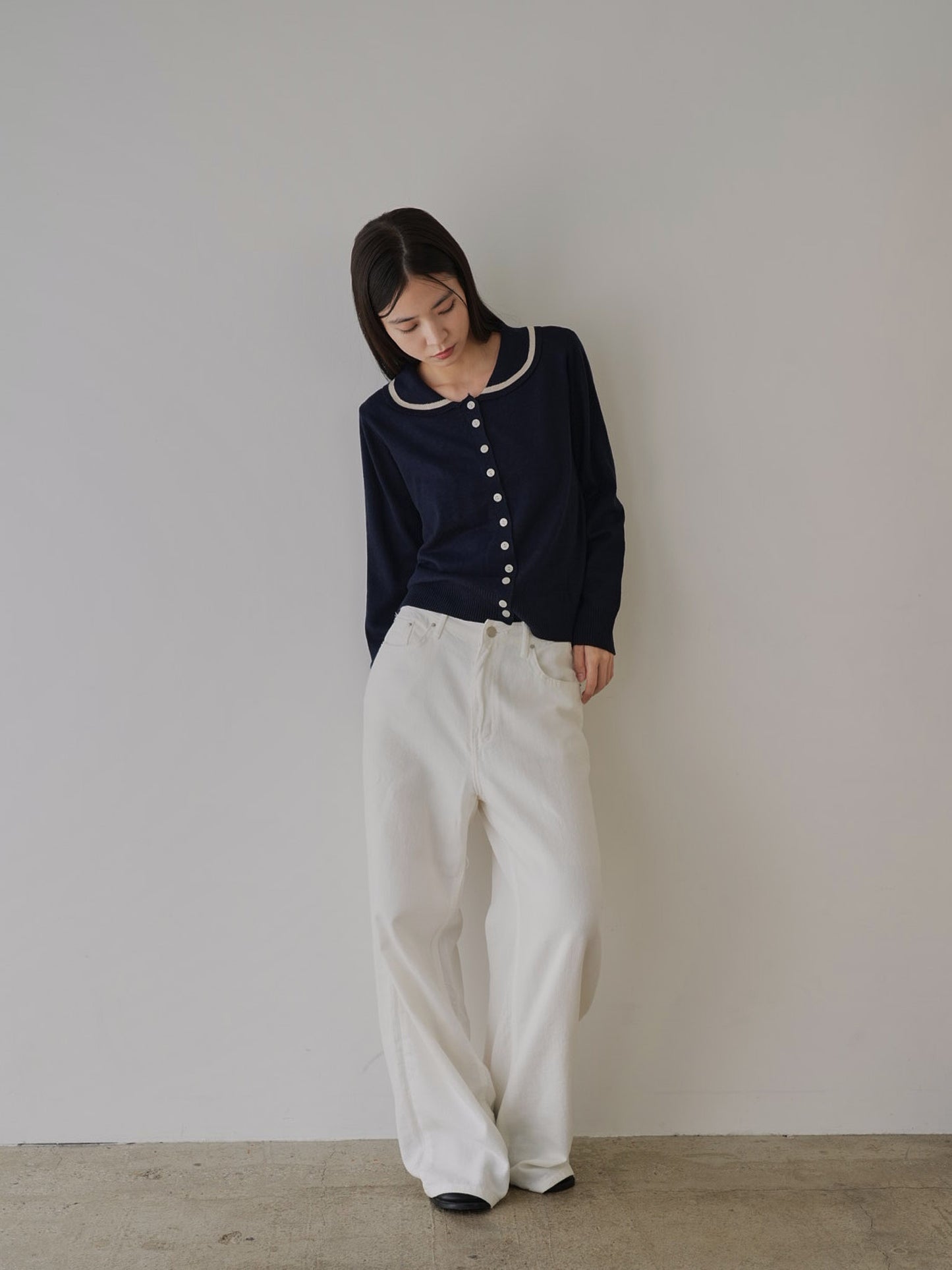 collar knit cardigan