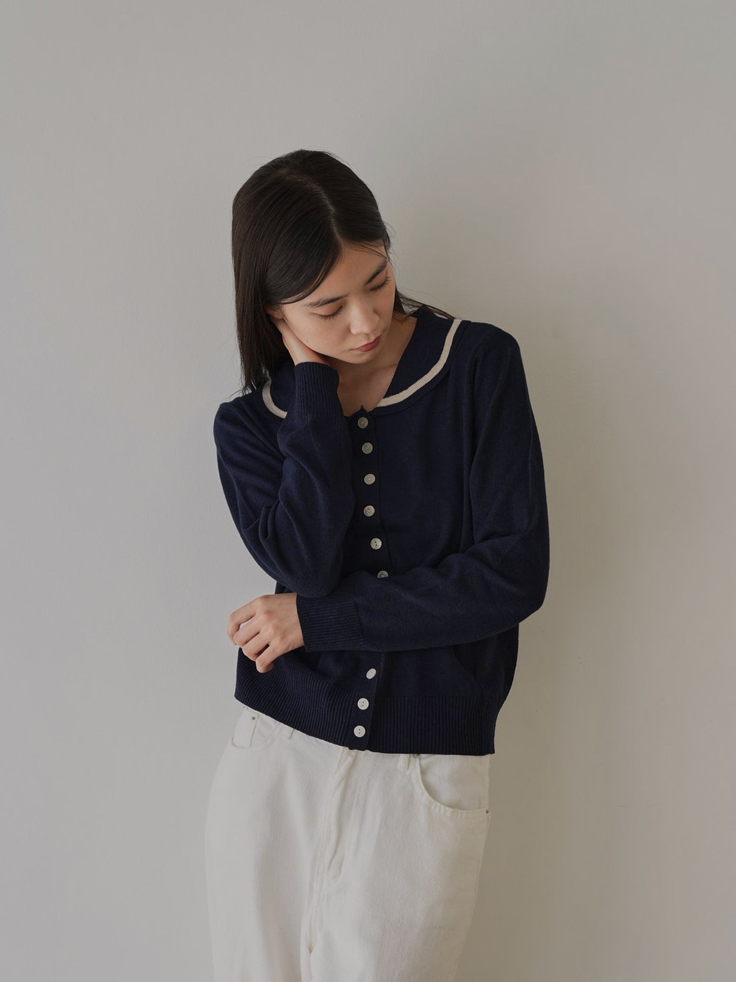 collar knit cardigan