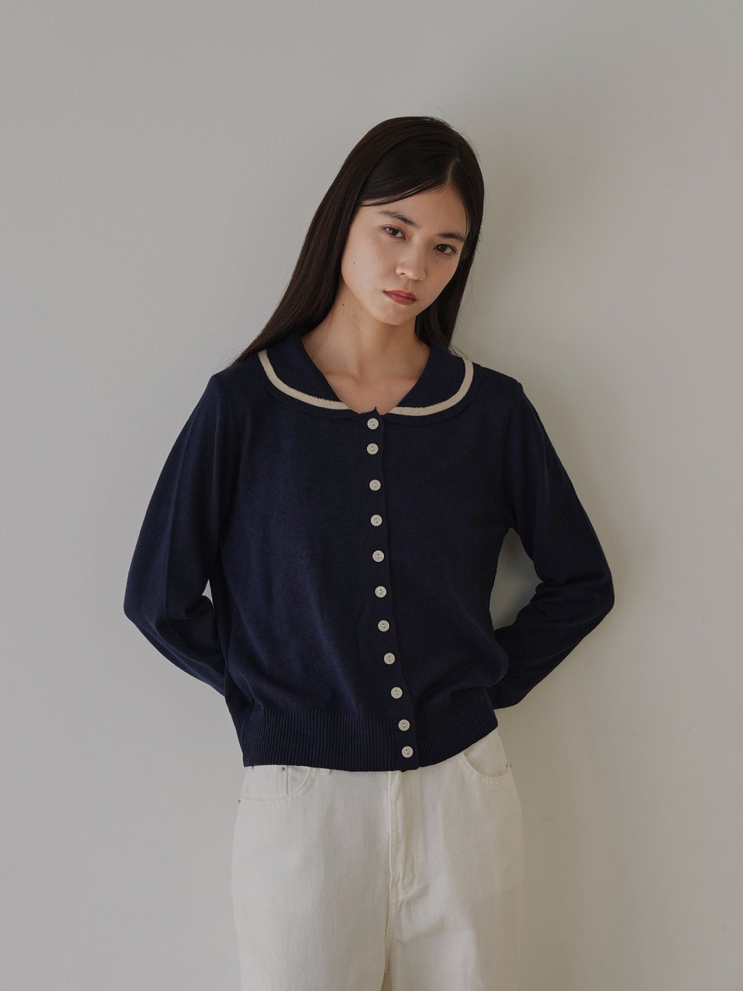 collar knit cardigan