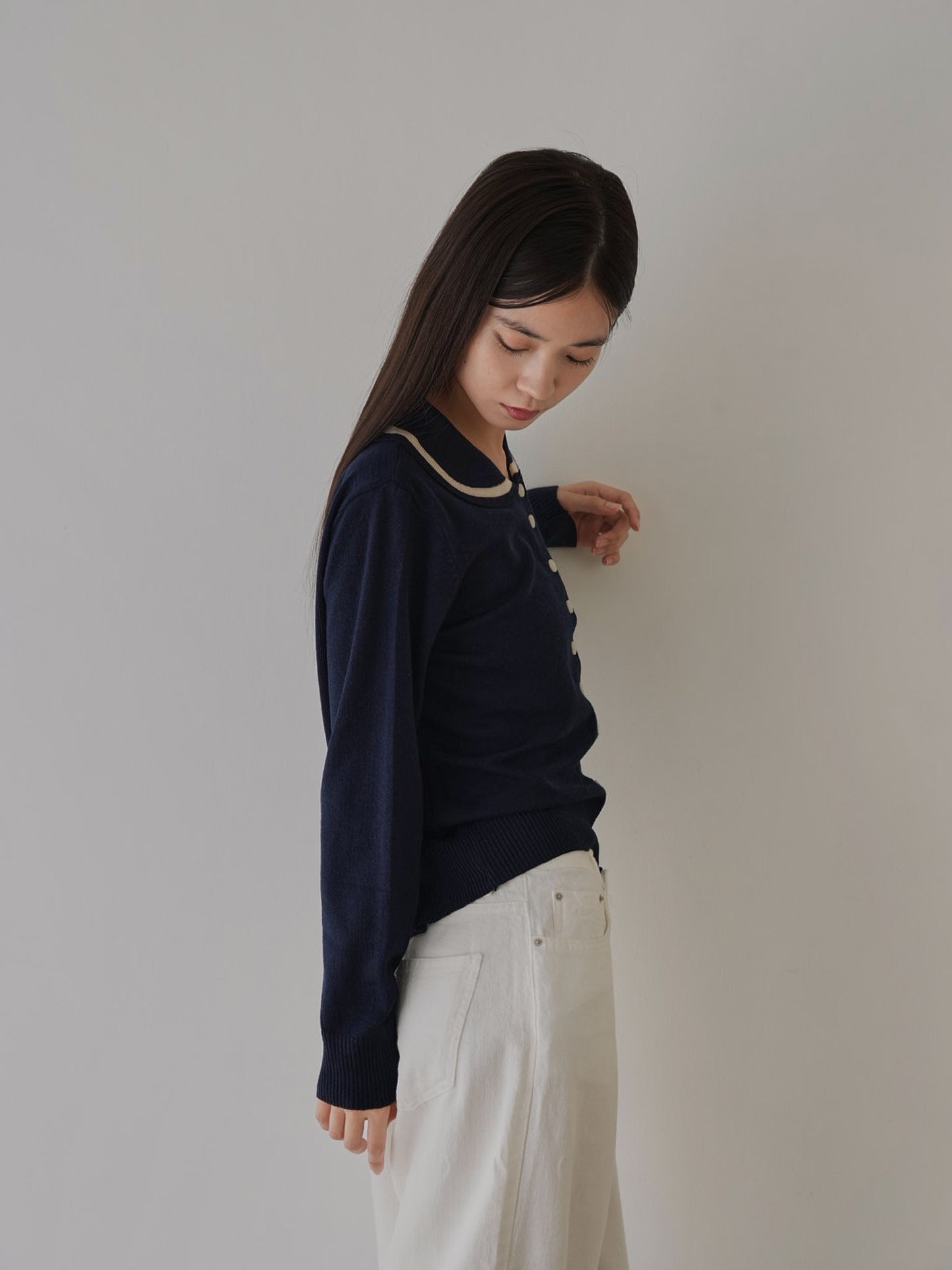 collar knit cardigan