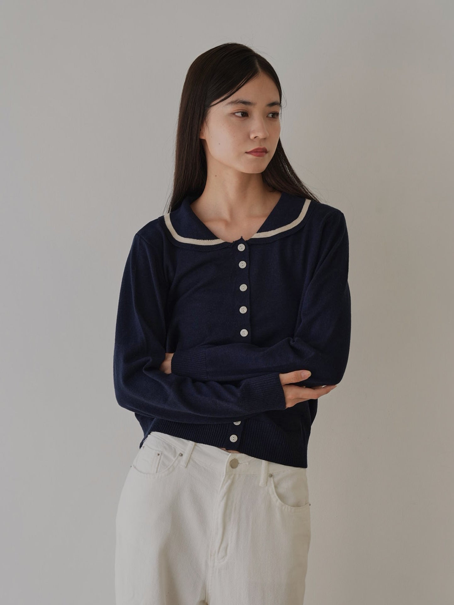 collar knit cardigan