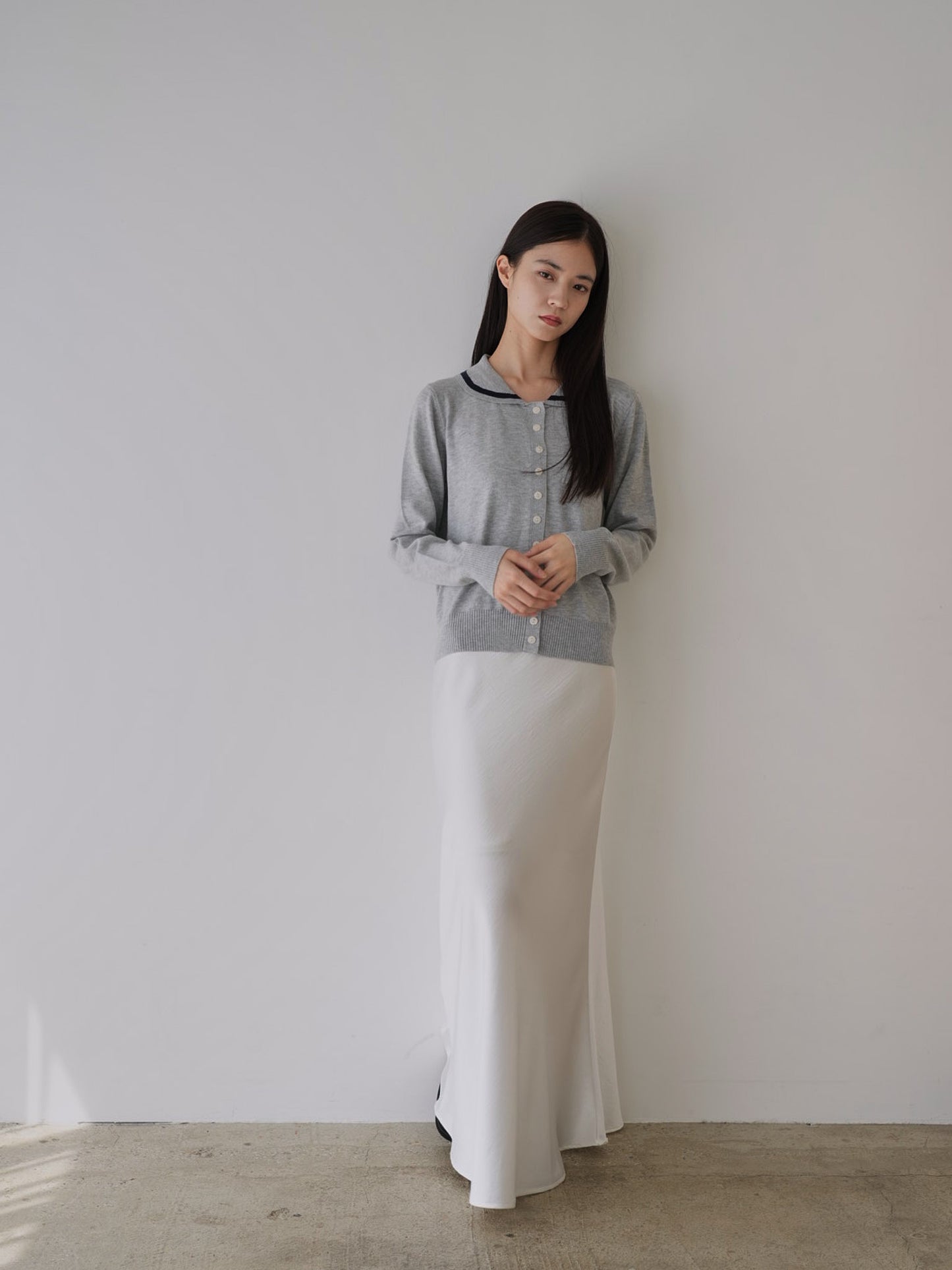 collar knit cardigan