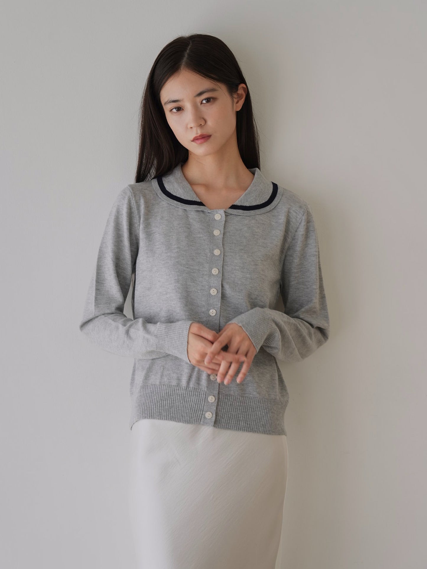 collar knit cardigan