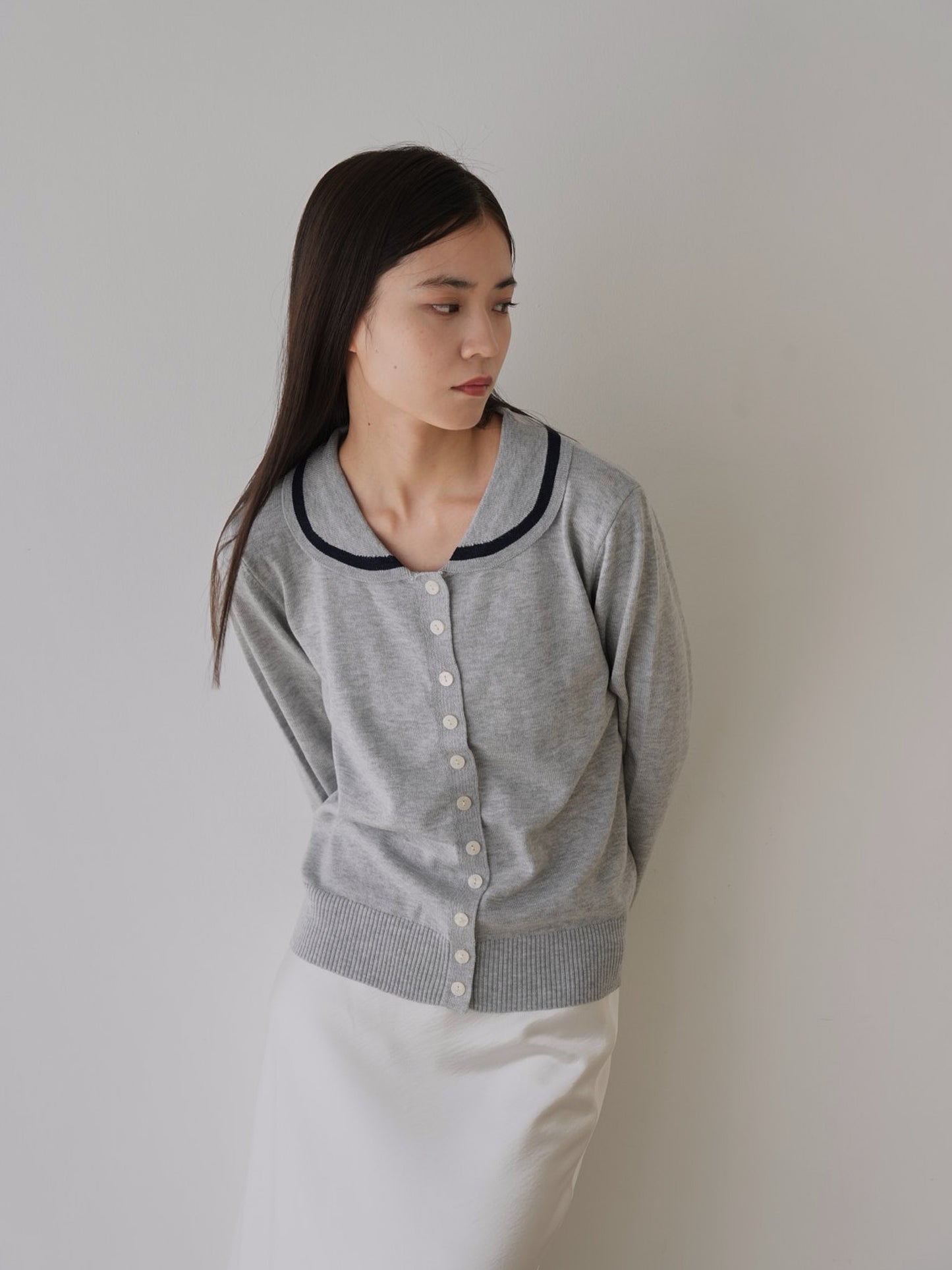 collar knit cardigan