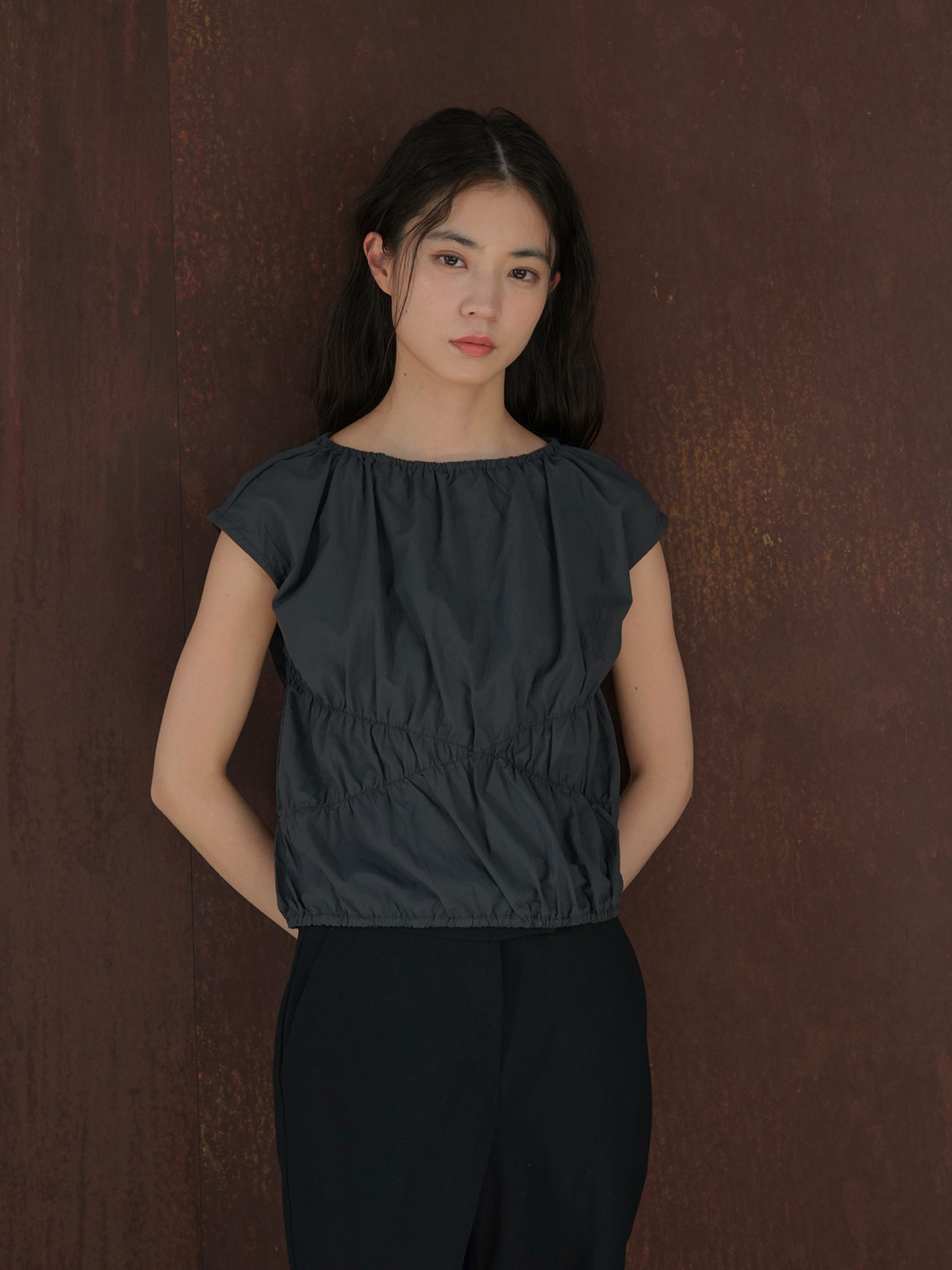 shirring crop tops