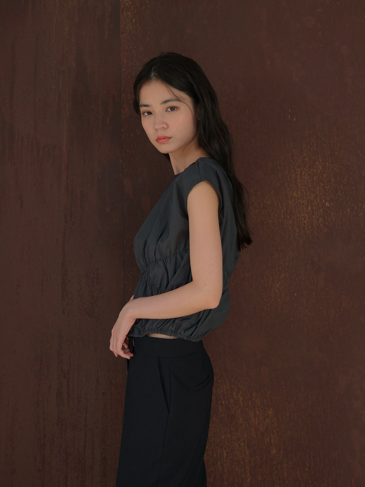 shirring crop tops