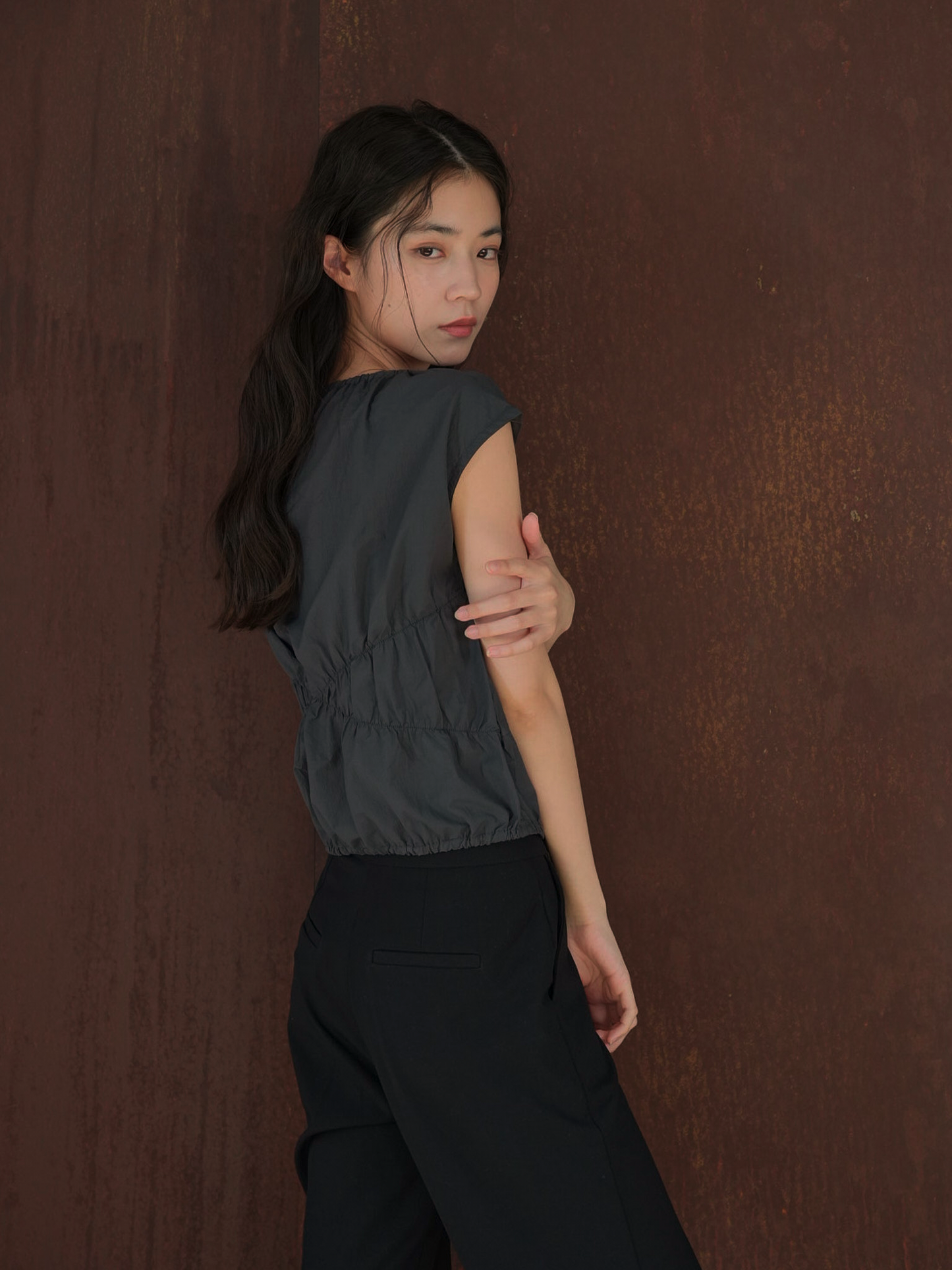 shirring crop tops