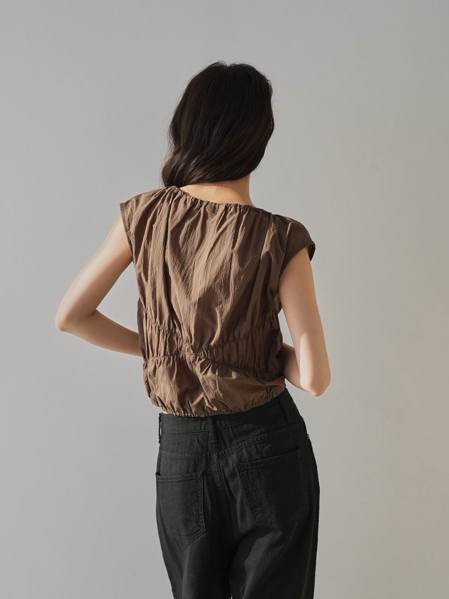 shirring crop tops