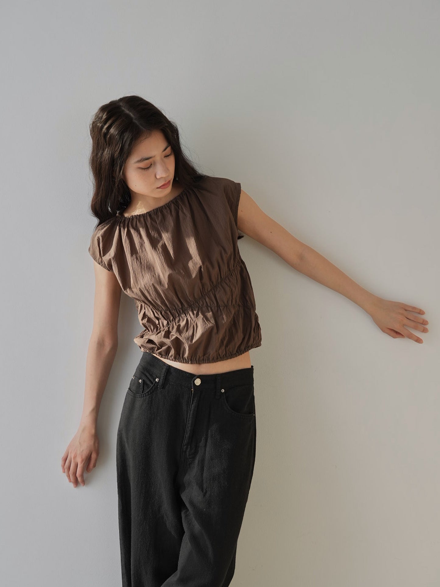 shirring crop tops