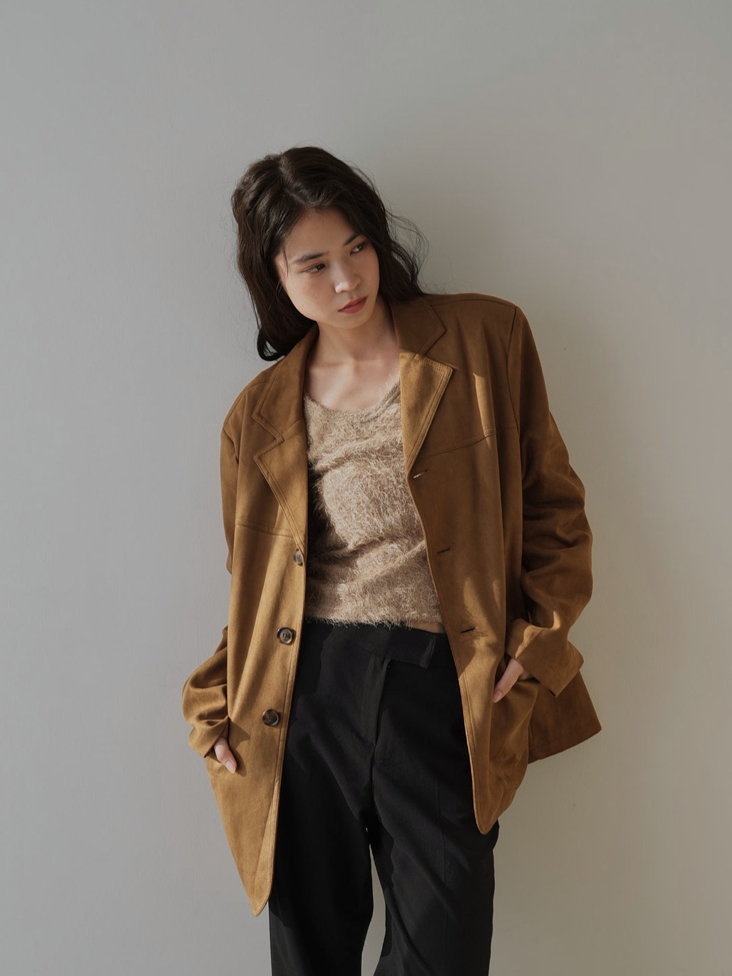 loose suede jacket