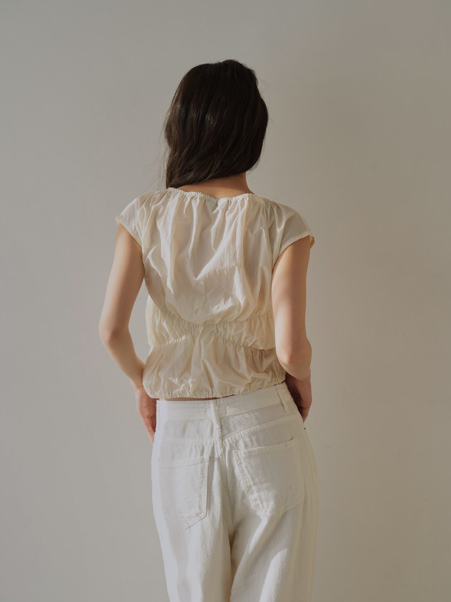 shirring crop tops