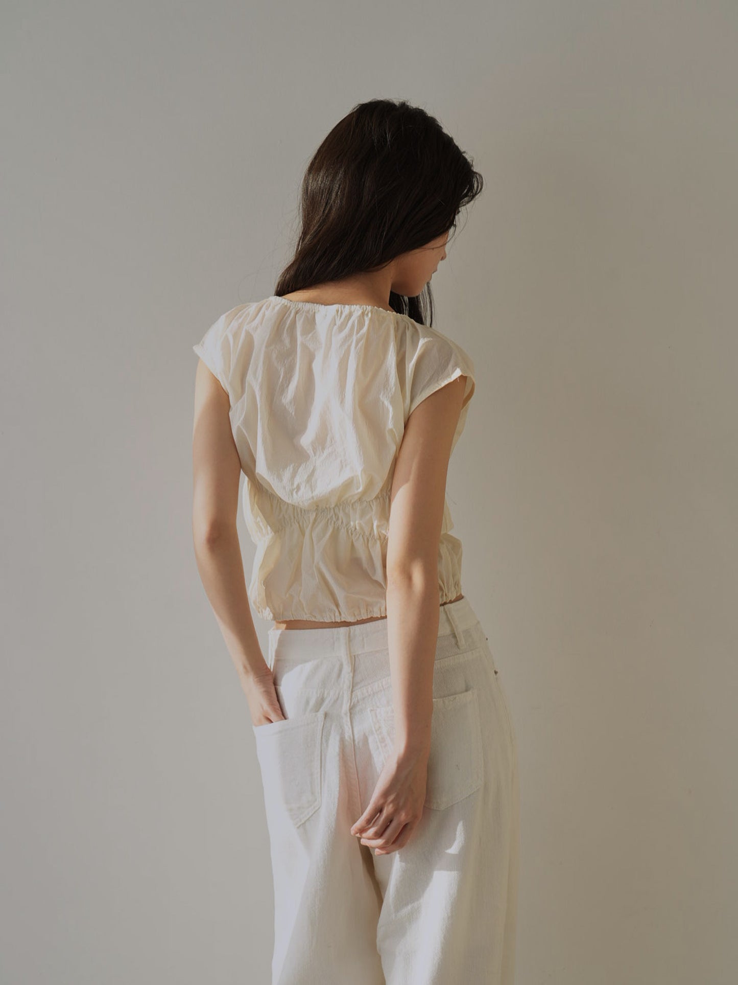 shirring crop tops