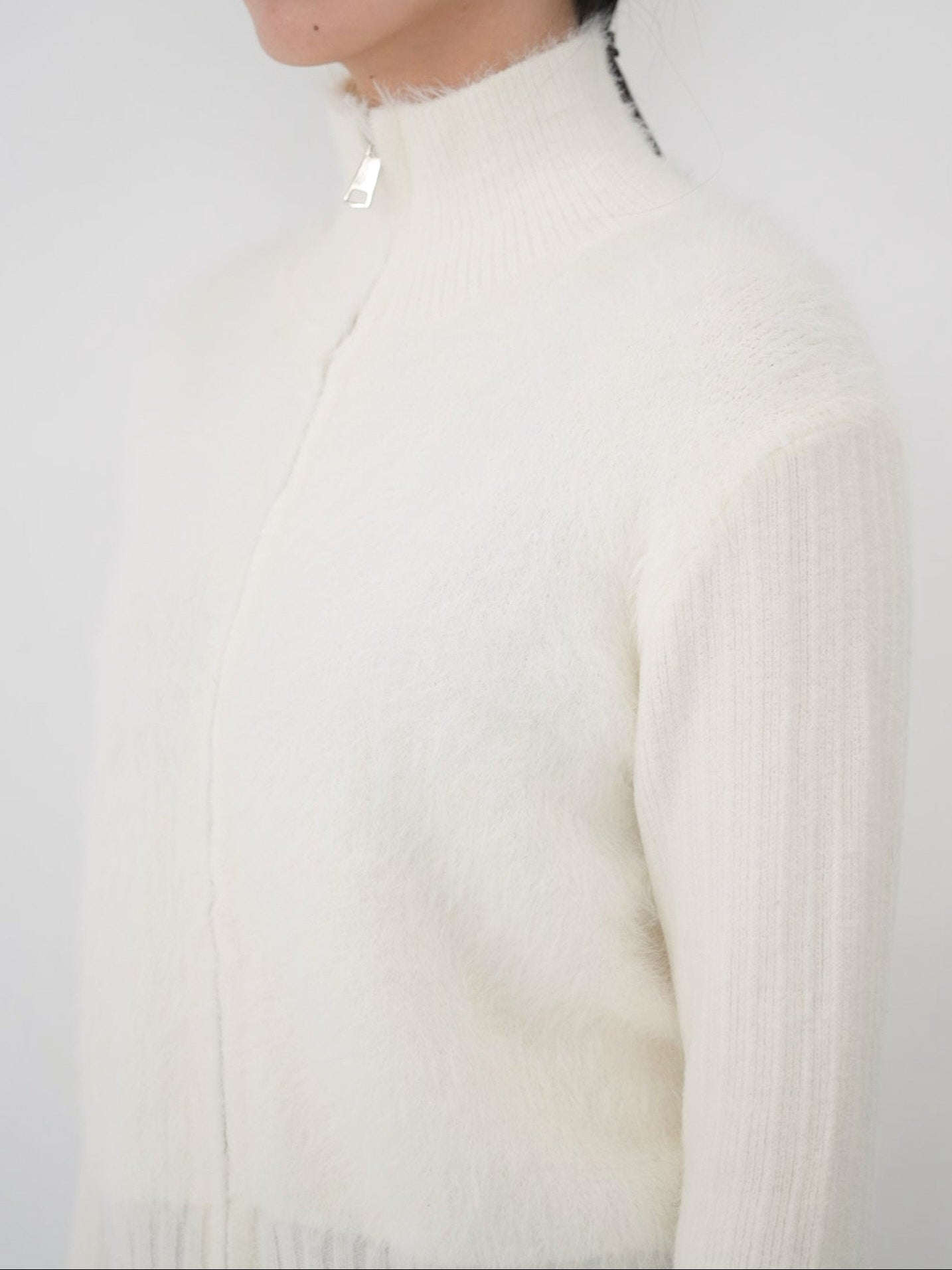 fuzzy half-zip knit