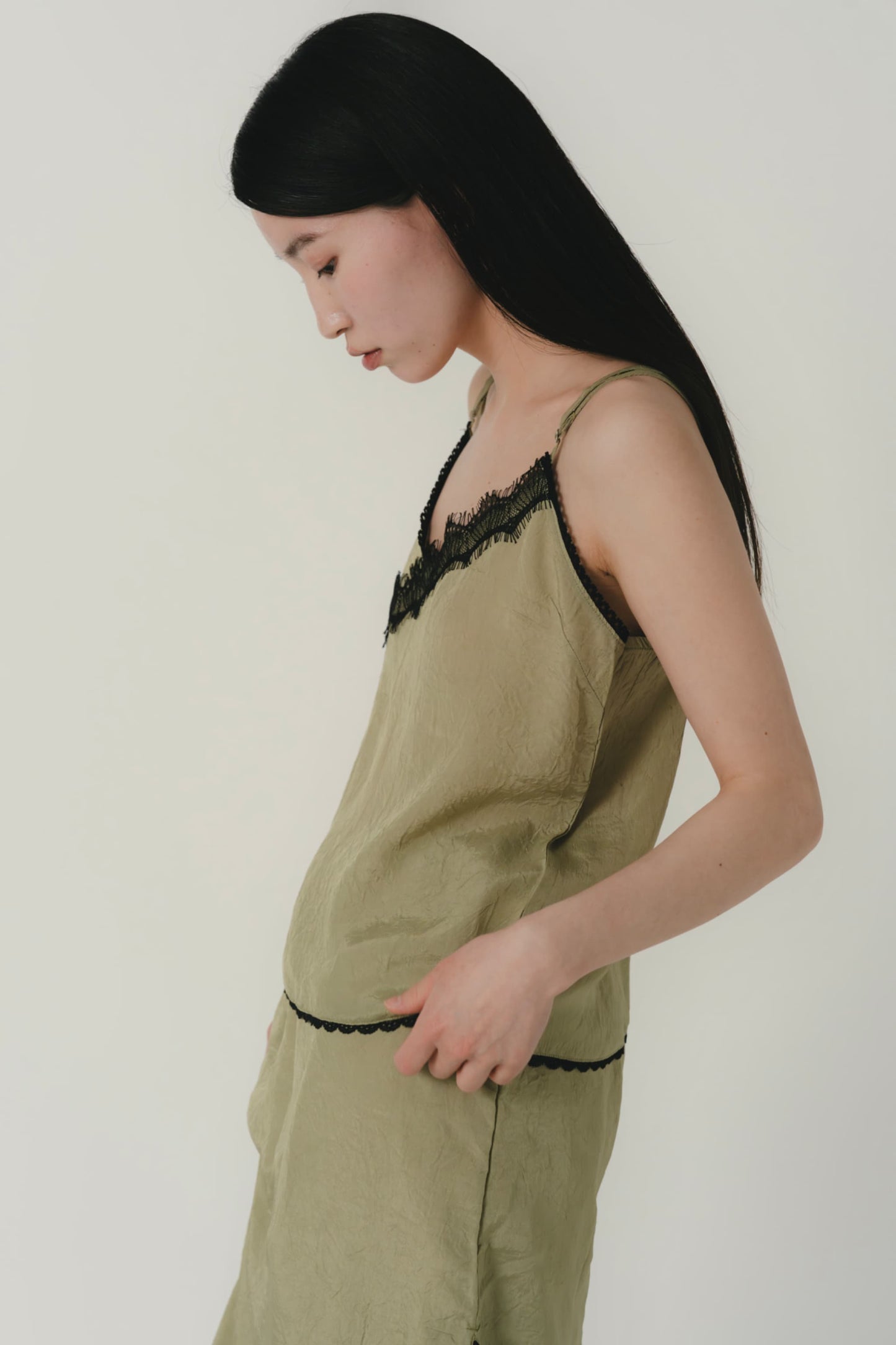 lace line satin cami