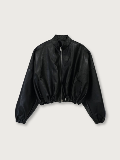 leather zip jacket