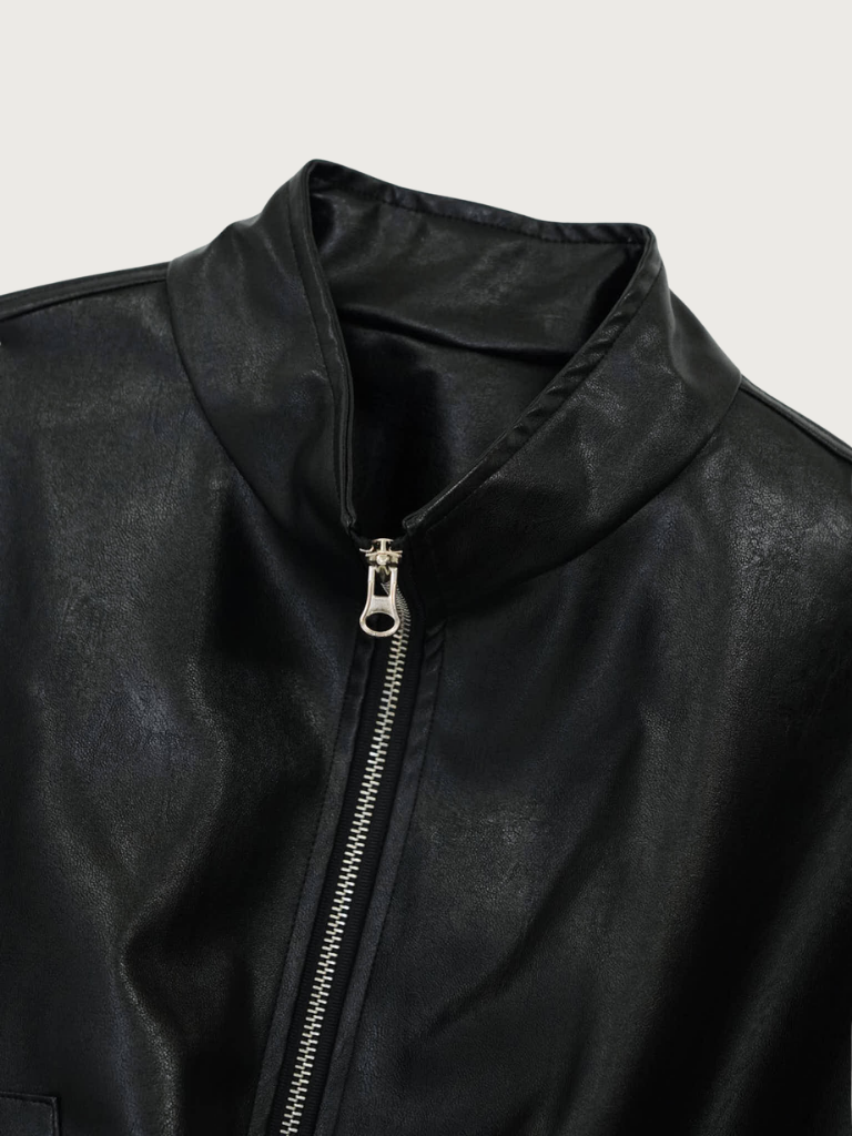 leather zip jacket