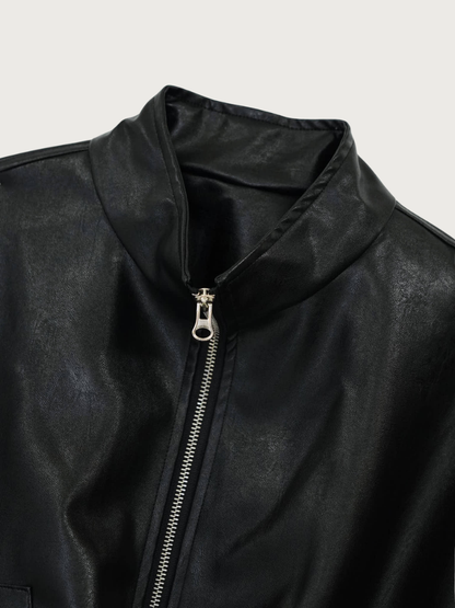 leather zip jacket