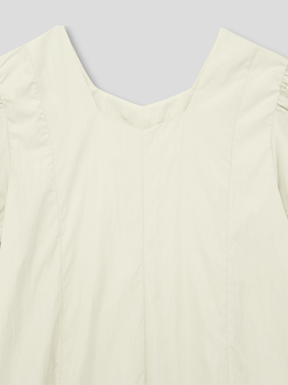 square neck puff dress