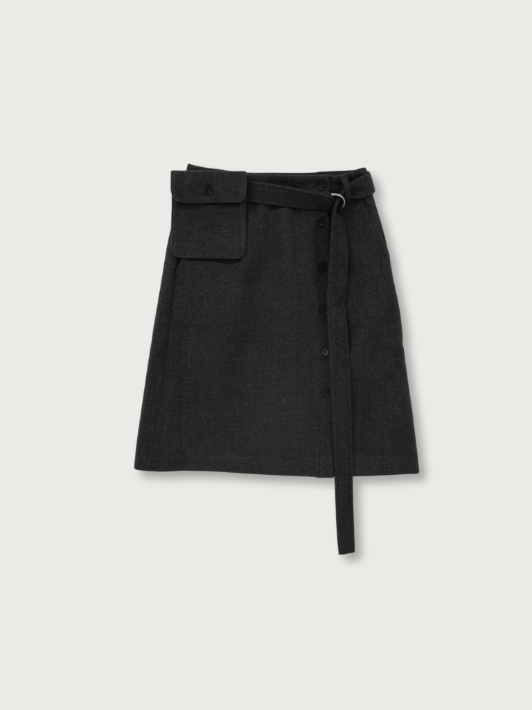 pocket wool midi skirt