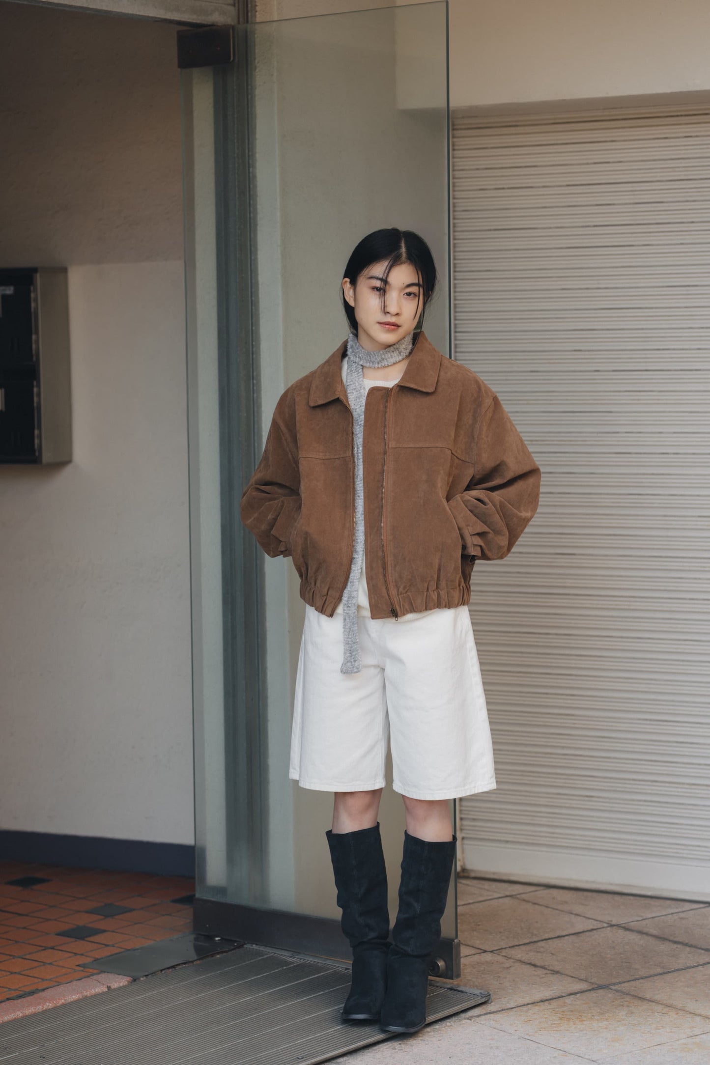 suede shirring boots