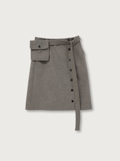 pocket wool midi skirt