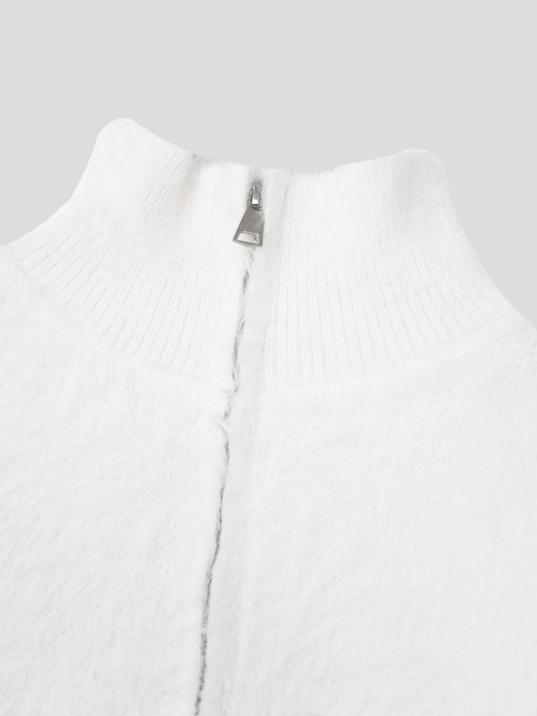 fuzzy half-zip knit