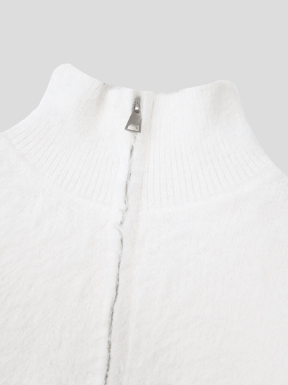 fuzzy half-zip knit