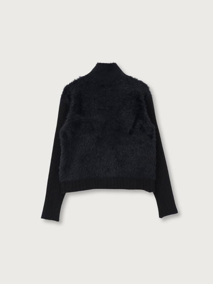 fuzzy half-zip knit