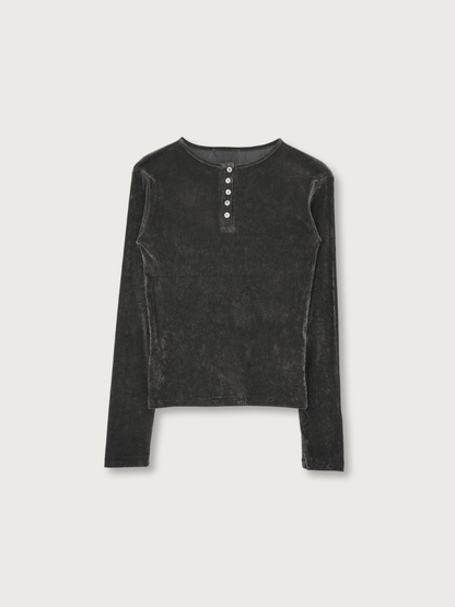 sheer velvet henley top