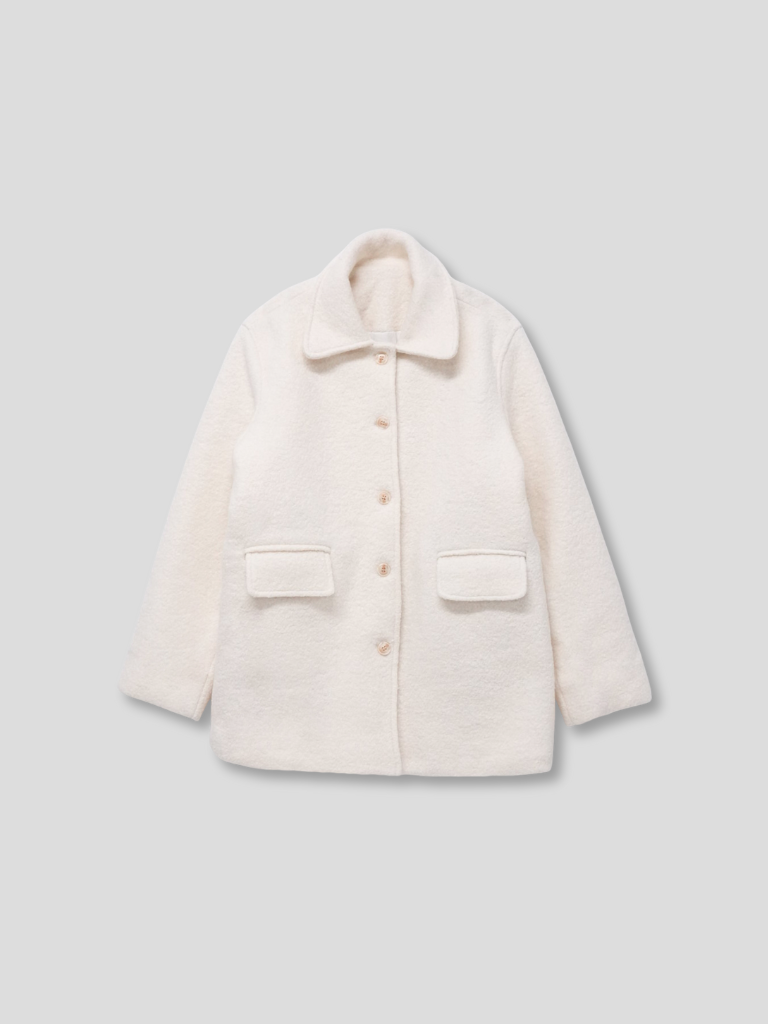 boucle wool midi coat