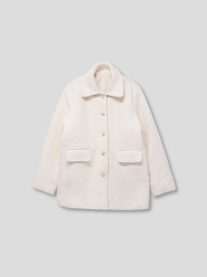 boucle wool midi coat