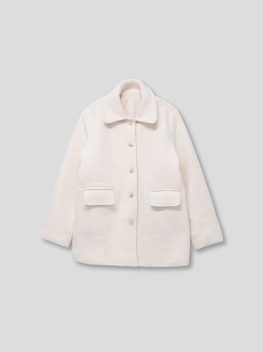 boucle wool midi coat