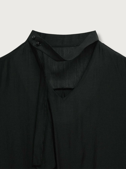 sheer tie blouse