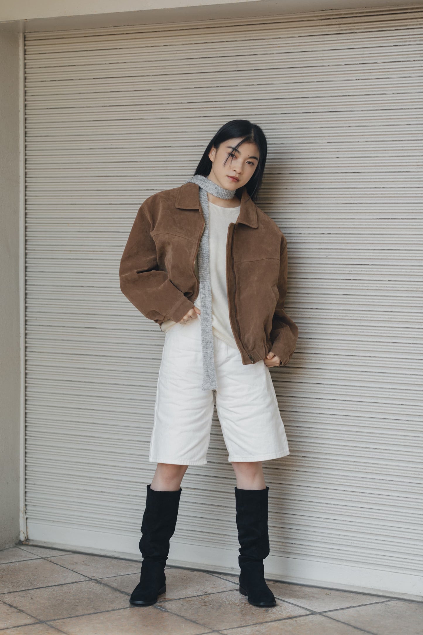 suede shirring boots