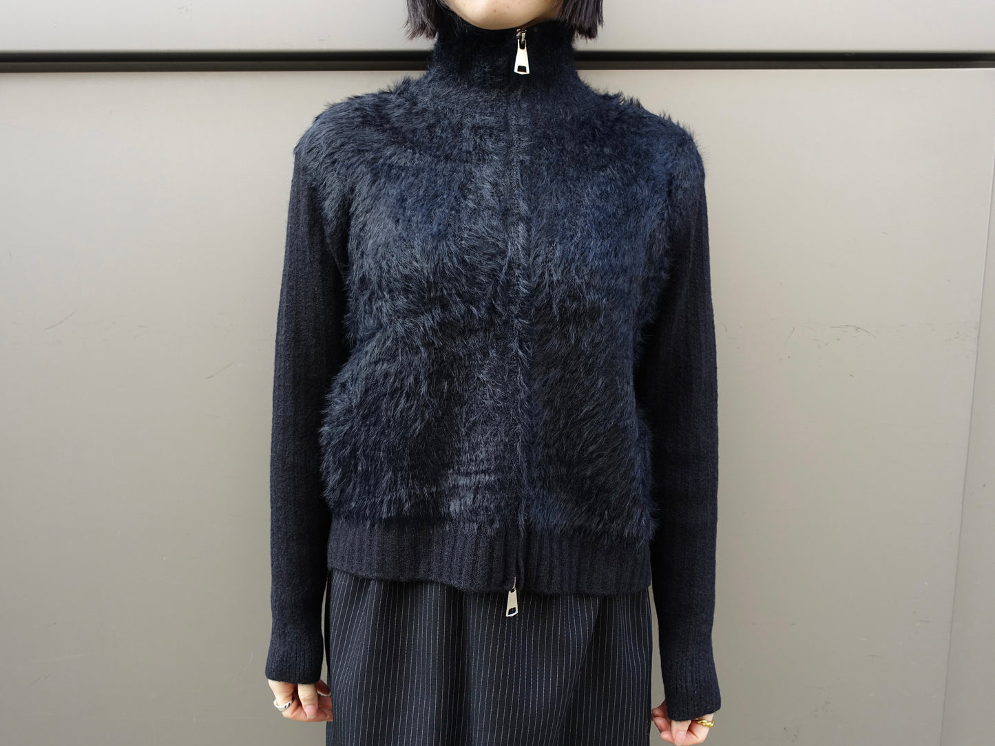 fuzzy half-zip knit