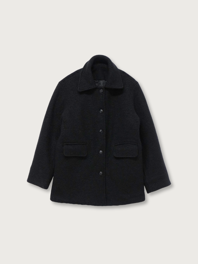 boucle wool midi coat