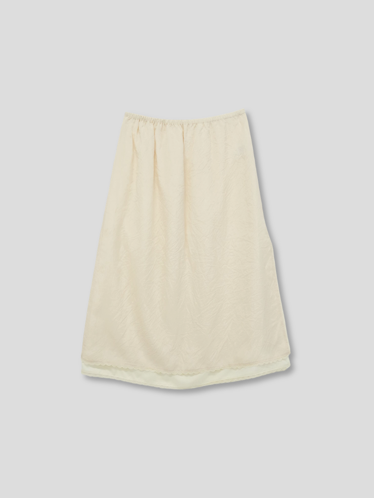 lace satin midi skirt
